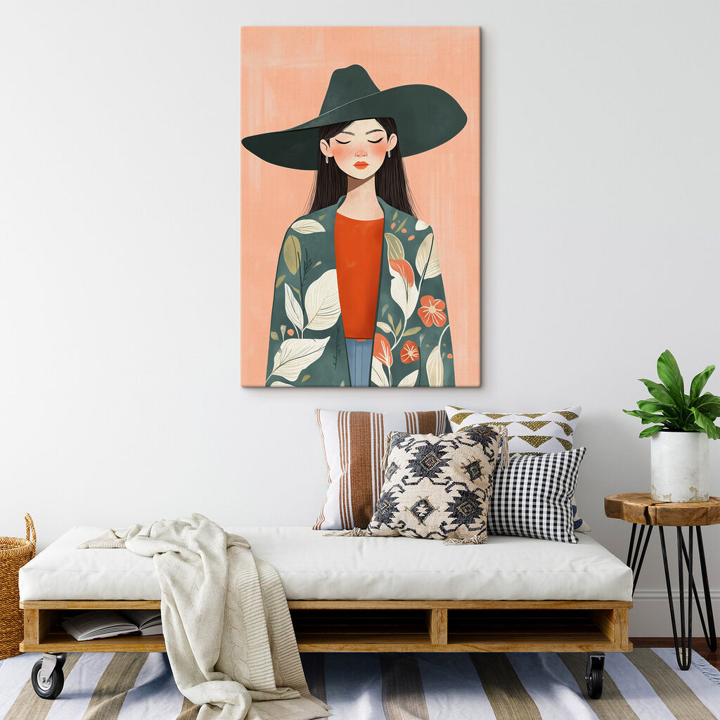 Woman wearing a hat and jacket