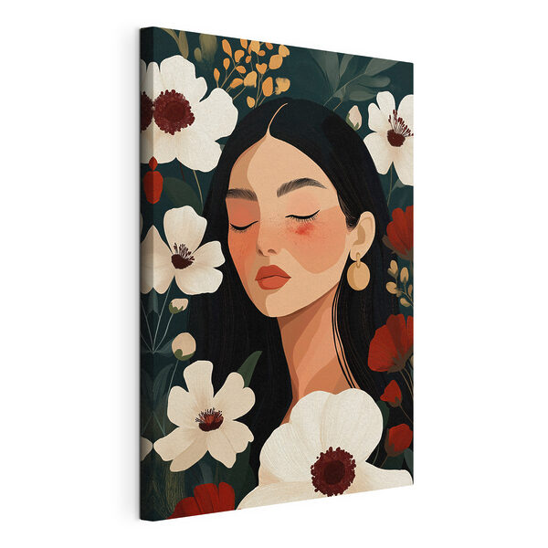 - Serene beauty among blooming flowers