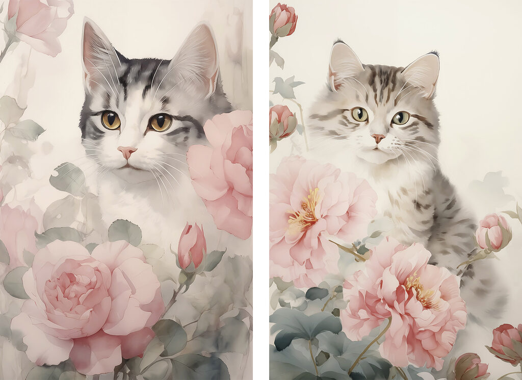 Cat in a garden of flowers Cat in a garden of flowers