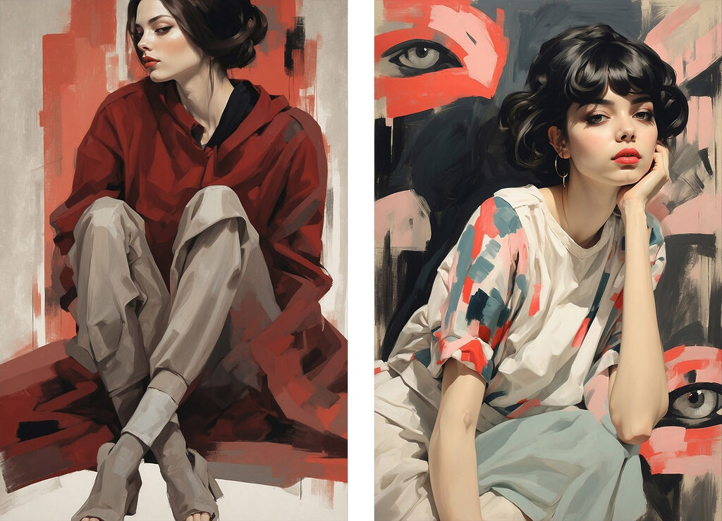 Collage of a woman sitting on the floor Collage of a woman sitting on the floor