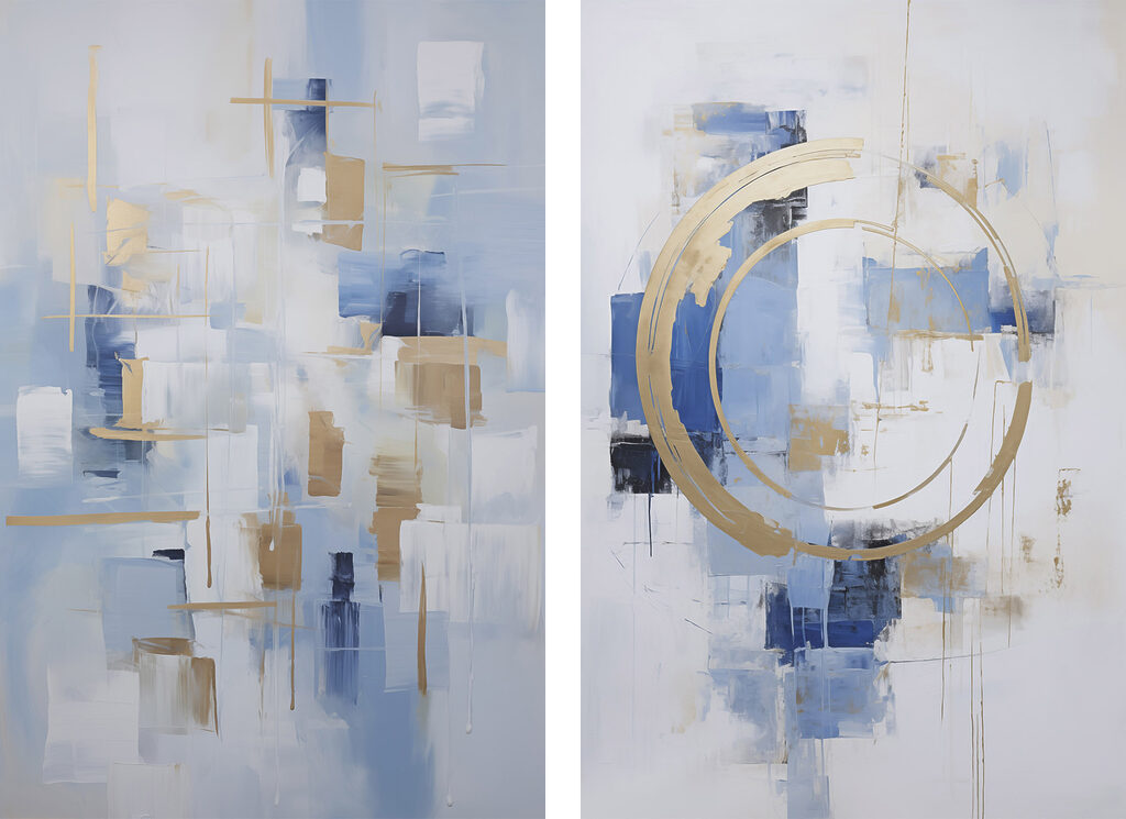 Two paintings of different colors