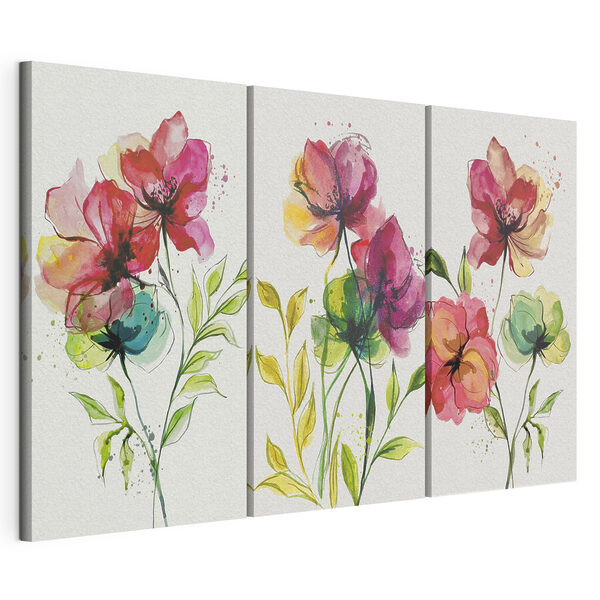 Colaj de flori Tablou modular pe pânză Colaj de flori