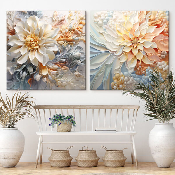- Elegant blooms in soft pastel hues
