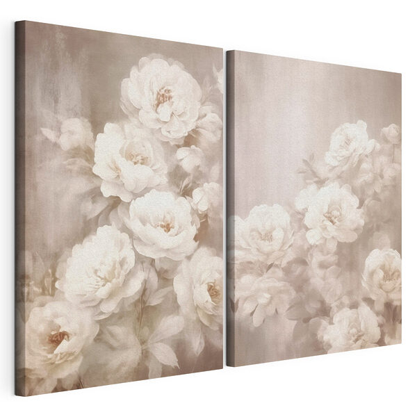 Flori delicate în nuanțe blânde Tablou modular pe pânză Flori delicate în nuanțe blânde