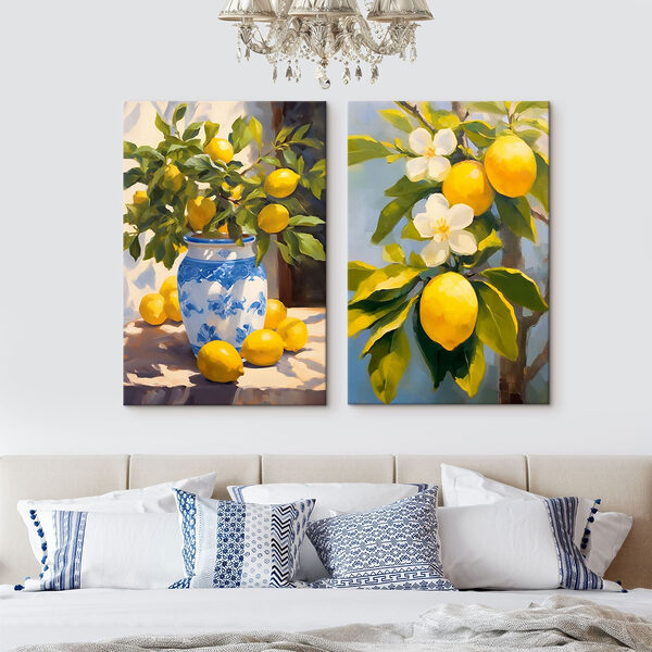 Lemons in a vase and a vase with lemons