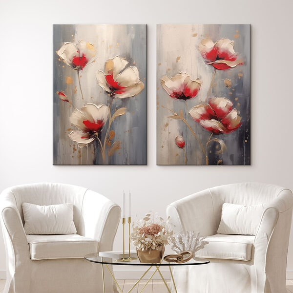 Painting of flowers on a grey background Painting of flowers on a grey background
