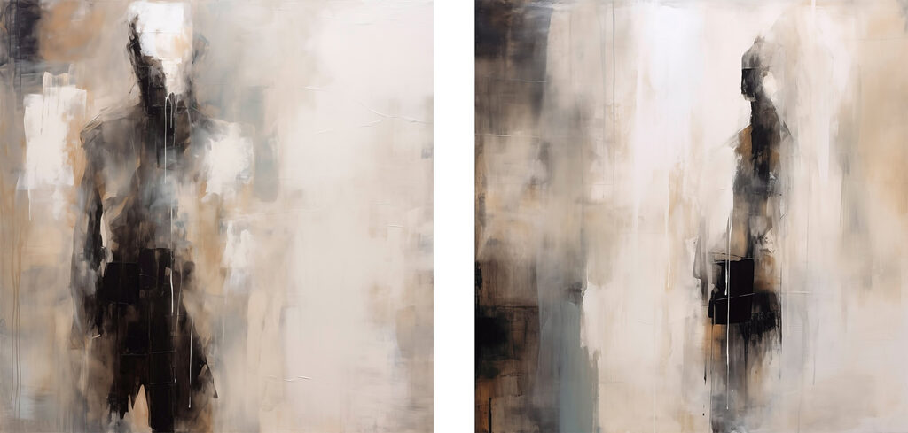Painting of a white and brown wall