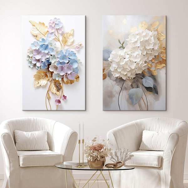 Collage of flowers on a wall
