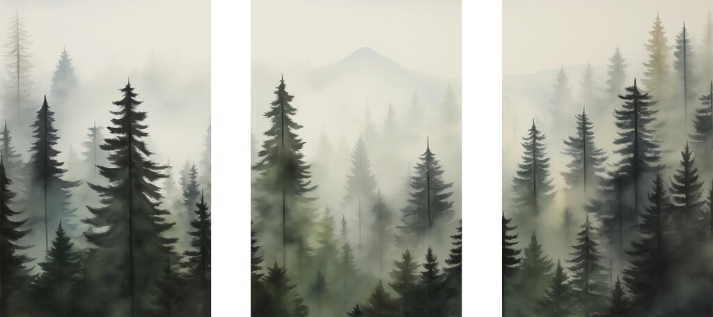 Group of trees in fog