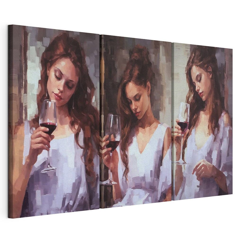 Collage of a woman holding a wine glass
