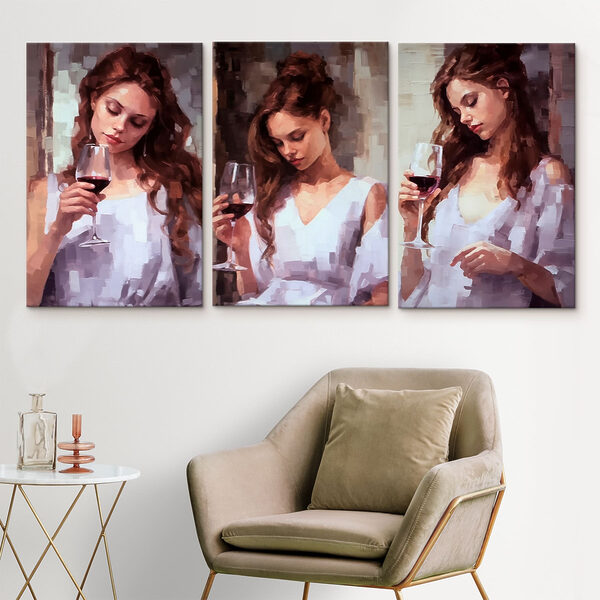 Collage of a woman holding a wine glass