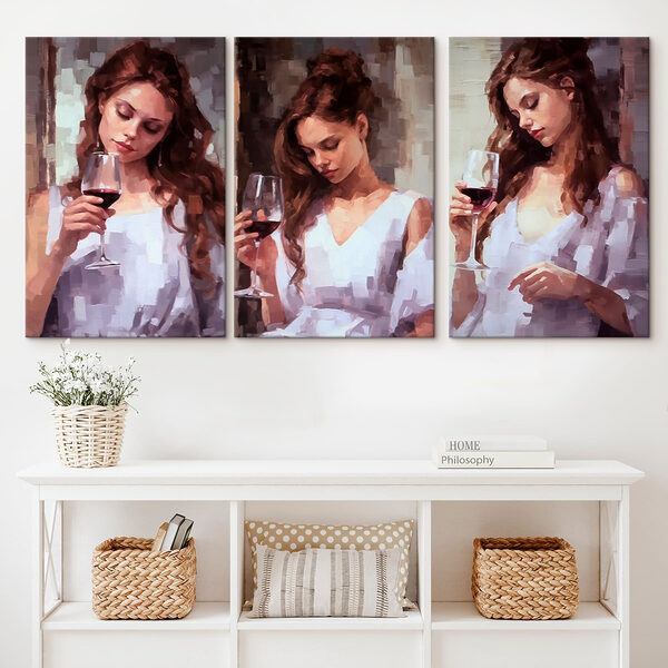 Collage of a woman holding a wine glass