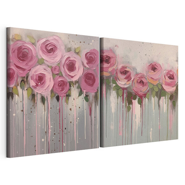 Tablou cu flori roz Tablou modular pe pânză Tablou cu flori roz