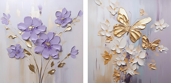 Painting of flowers and butterflies