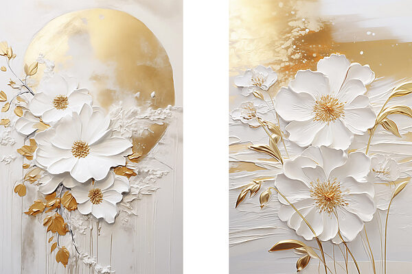 Painting of flowers and a moon Painting of flowers and a moon