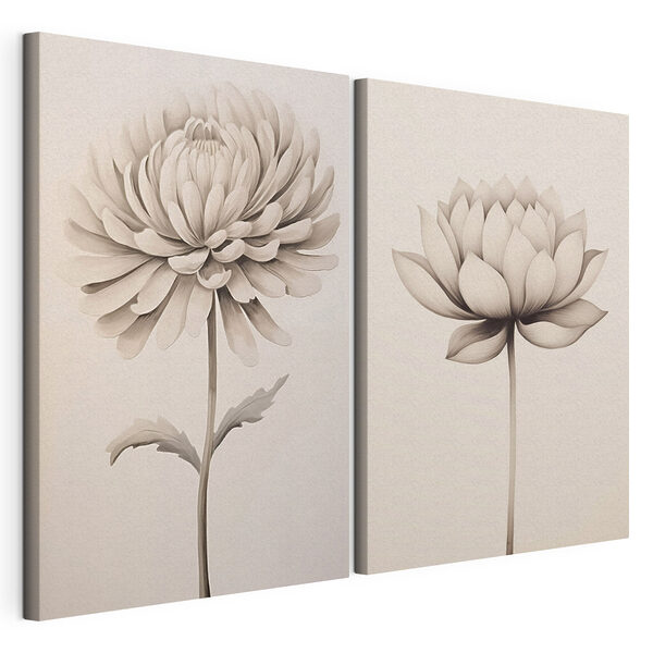 Flori delicate în nuanțe delicate Tablou modular pe pânză Flori delicate în nuanțe delicate