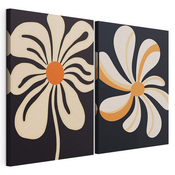 Tablou modular pe pânză Modele florale îndrăznețe în nuanțe calde