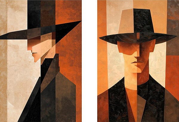 Couple of paintings of a man in a hat Couple of paintings of a man in a hat