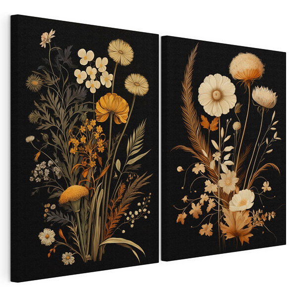 Flori delicate în nuanțe discrete Tablou modular pe pânză Flori delicate în nuanțe discrete