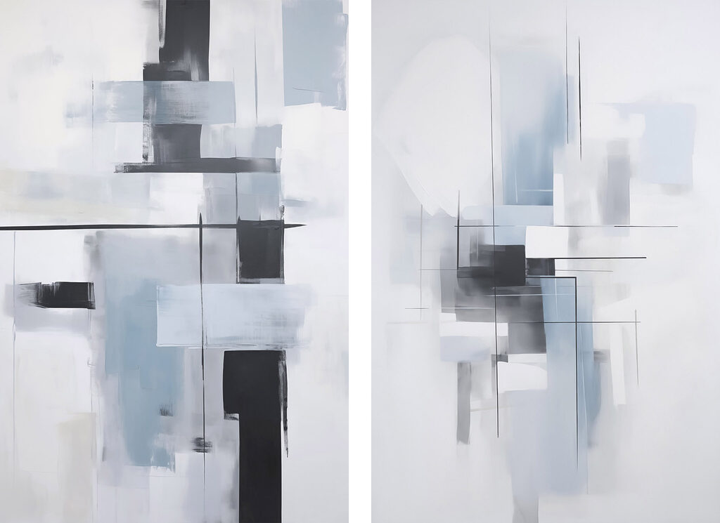 Painting of a grey and black art