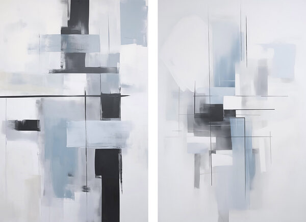 Painting of a grey and black art