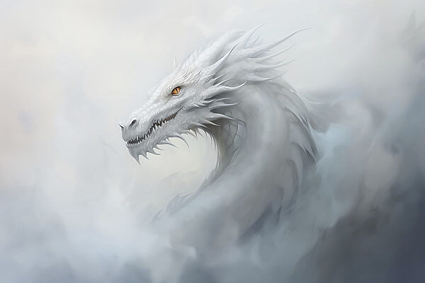 White dragon in the clouds