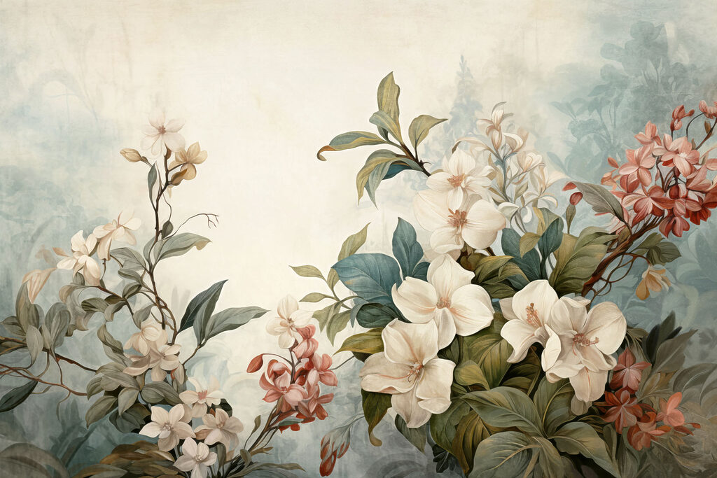 Painting of flowers and leaves Painting of flowers and leaves