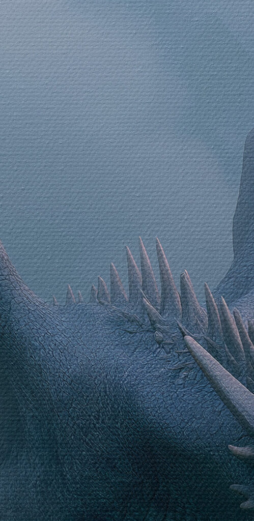 Collage of dragons flying in the sky