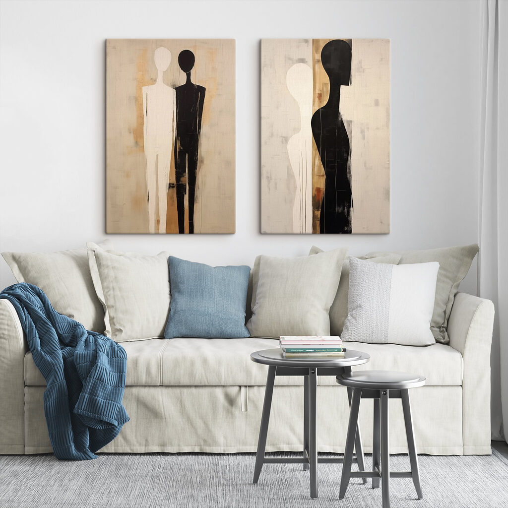 Couple of black and white figures
