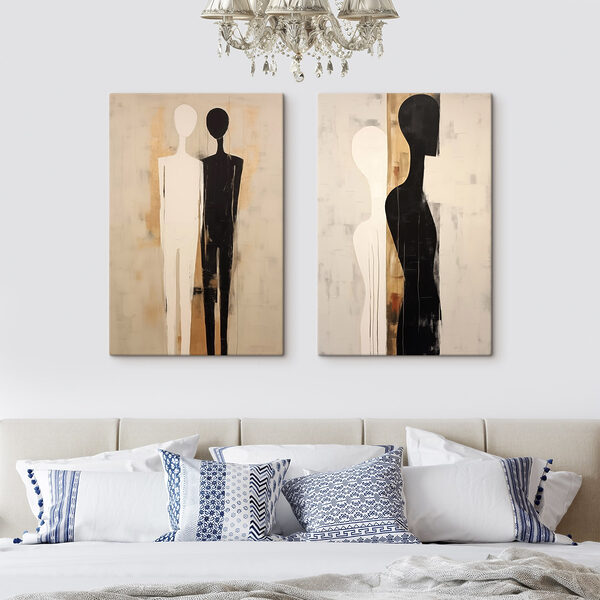 Couple of black and white figures
