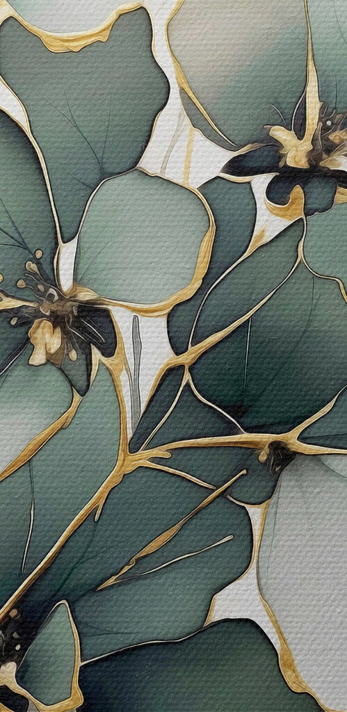 Painting of flowers and leaves