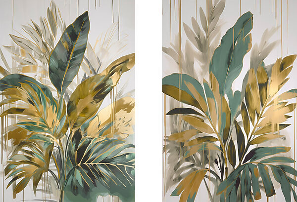 Painting of leaves and flowers