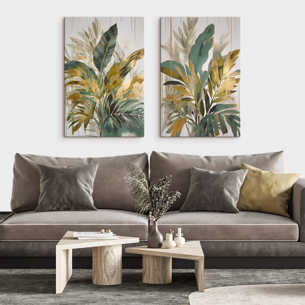 Painting of leaves and flowers