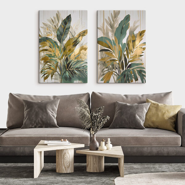 Painting of leaves and flowers