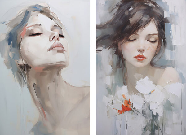 Two paintings of a woman