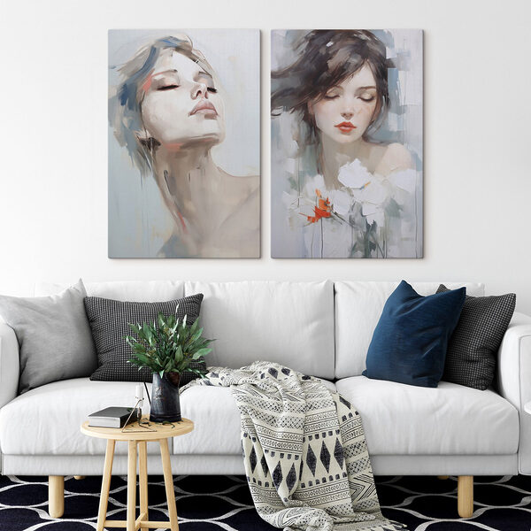 Two paintings of a woman