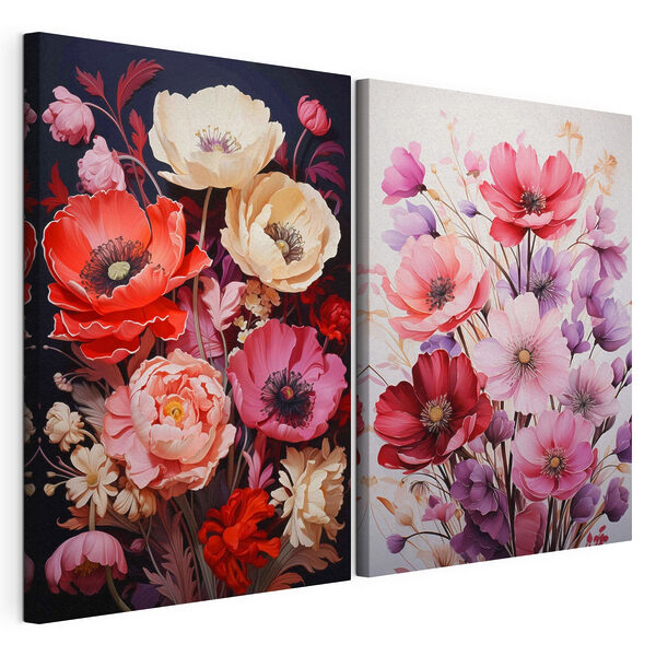 Tablou modular pe pânză Colaj cu flori