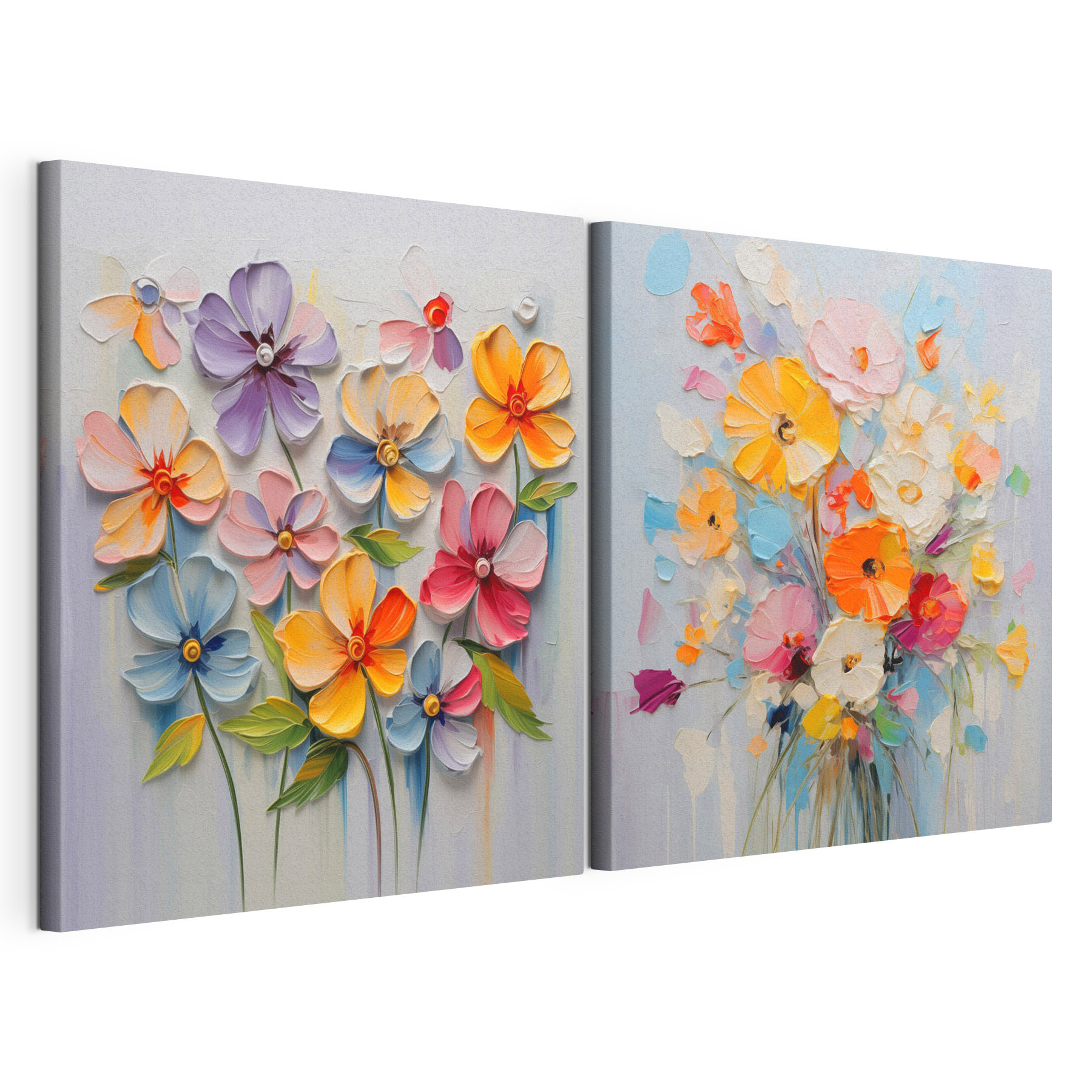 Painting of flowers on a white surface