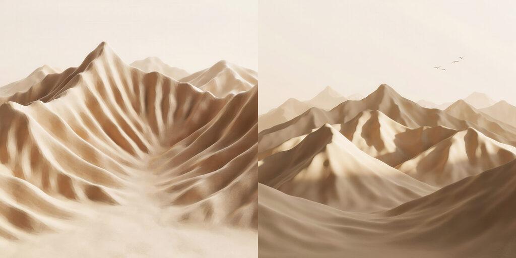 Mountain range with sand