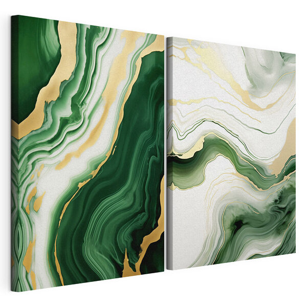 Tablou modular pe pânză Suprafață marmorată în verde și alb