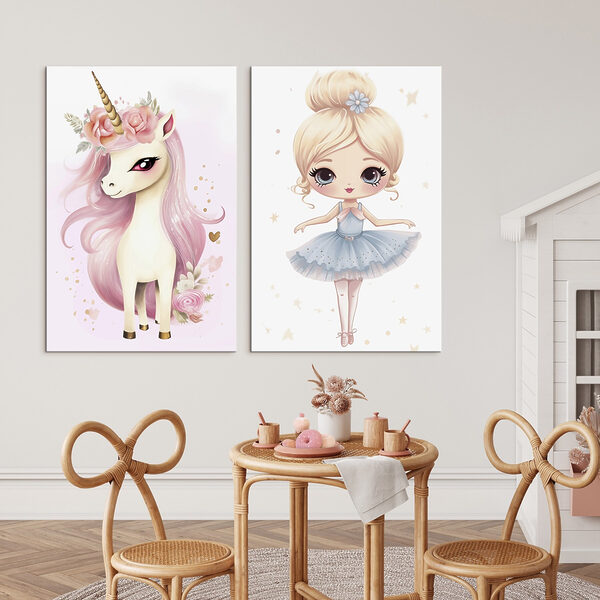Two posters of a unicorn and a unicorn