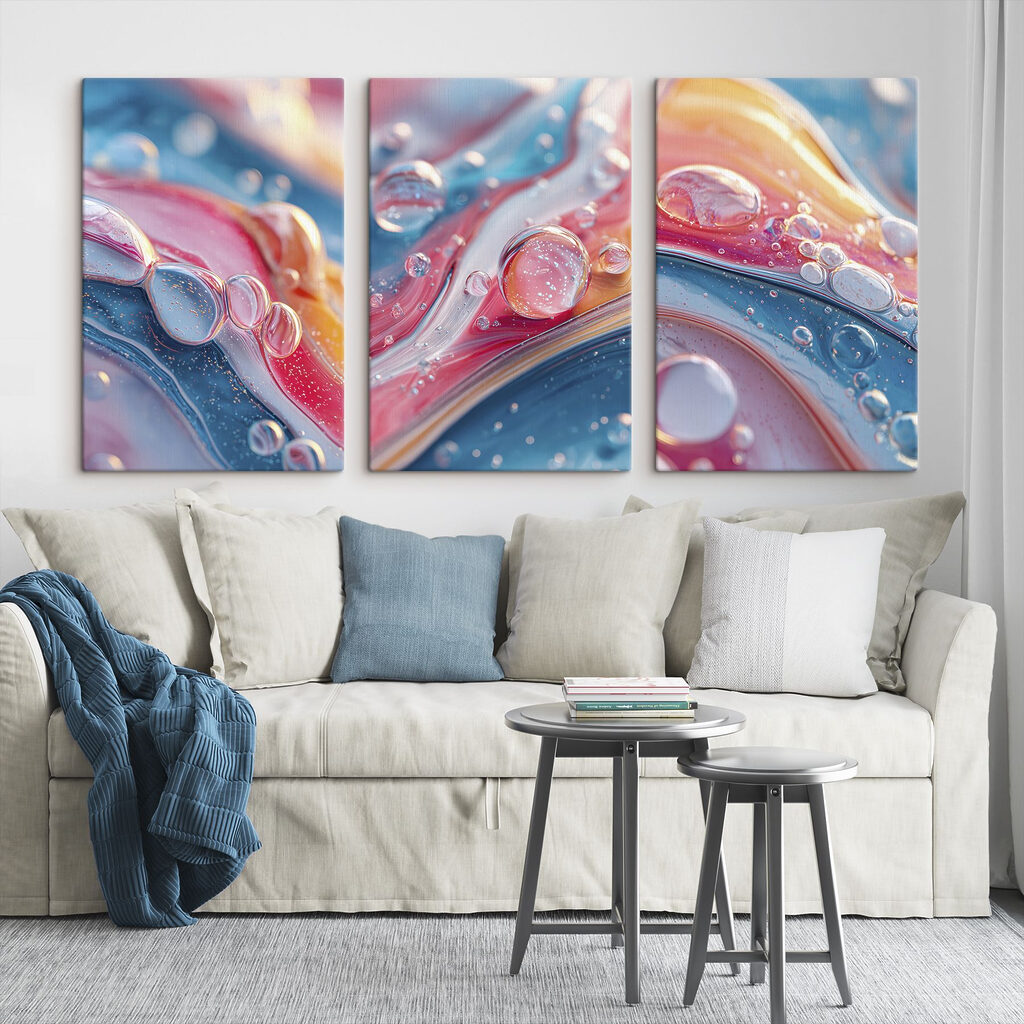 Colorful droplets on smooth surface