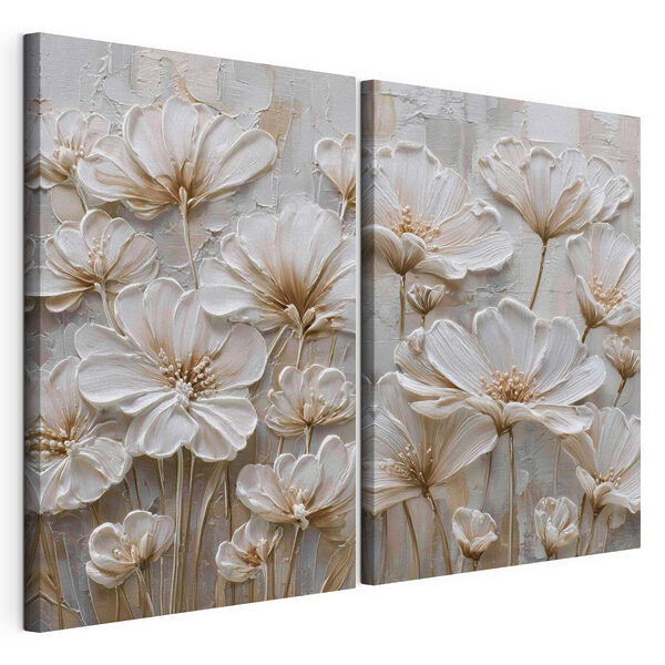 Tablou modular pe pânză Flori delicate în nuanțe delicate