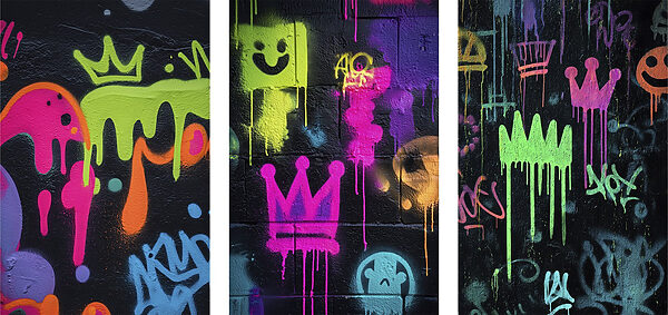 Vibrant street art with playful designs Vibrant street art with playful designs