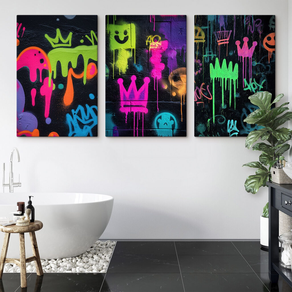 Vibrant street art with playful designs Vibrant street art with playful designs