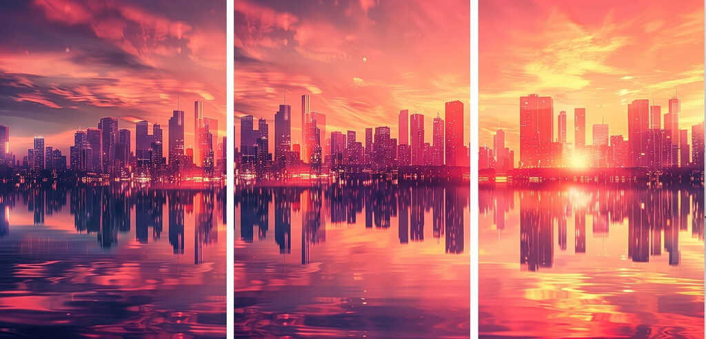 City skyline with a body of water