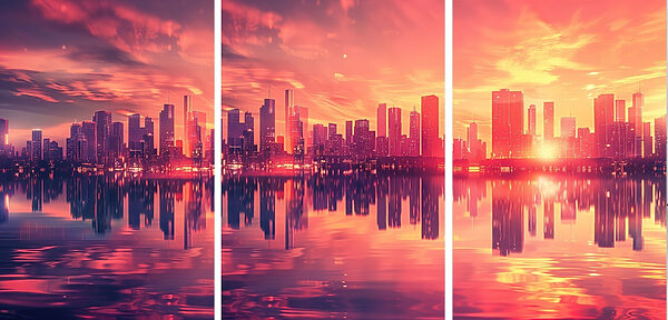 City skyline with a body of water