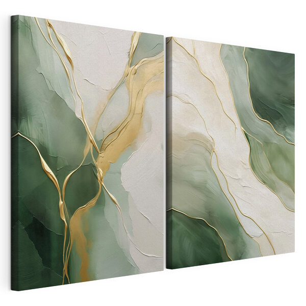 Tablou modular pe pânză Pictură în culorile verde și alb