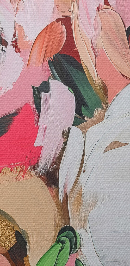 Painting of flowers on a white surface