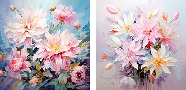 Painting of flowers on canvas